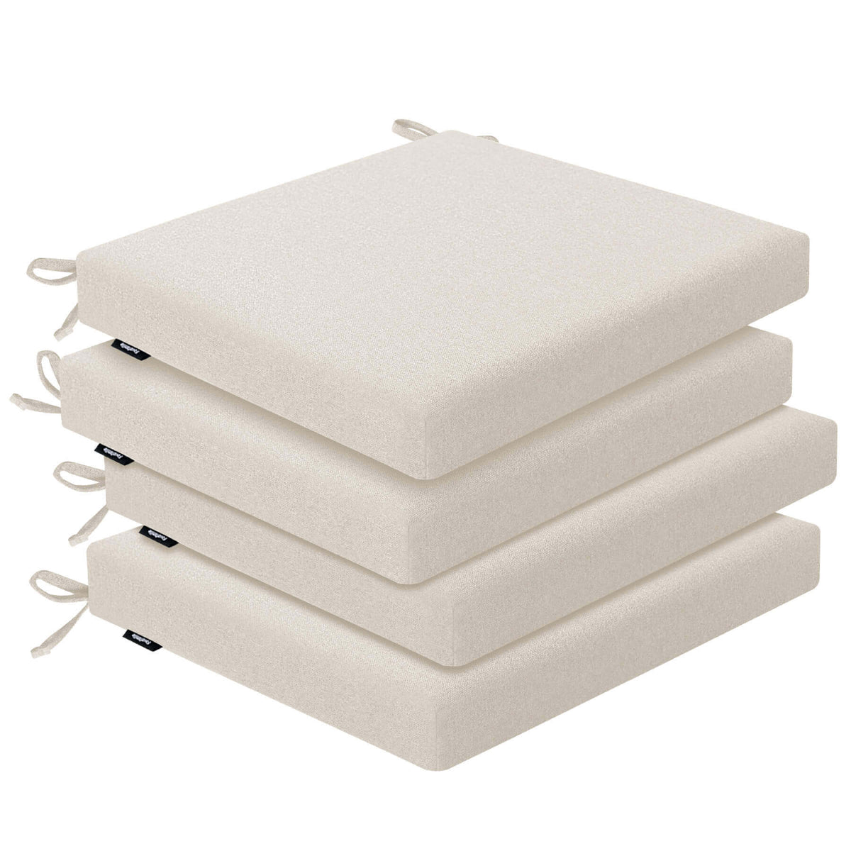 Stack of beige seat cushions with Favoyard