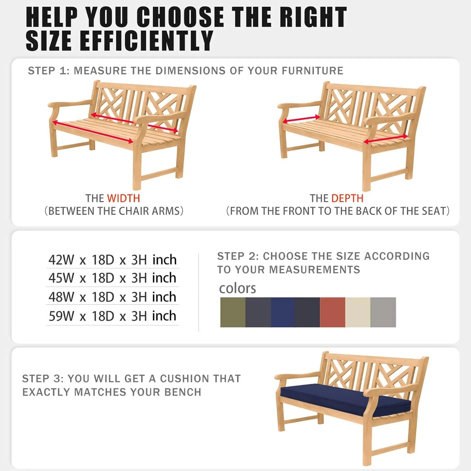 Favoyard outdoor bench cushion help you chhose the right size efficiently