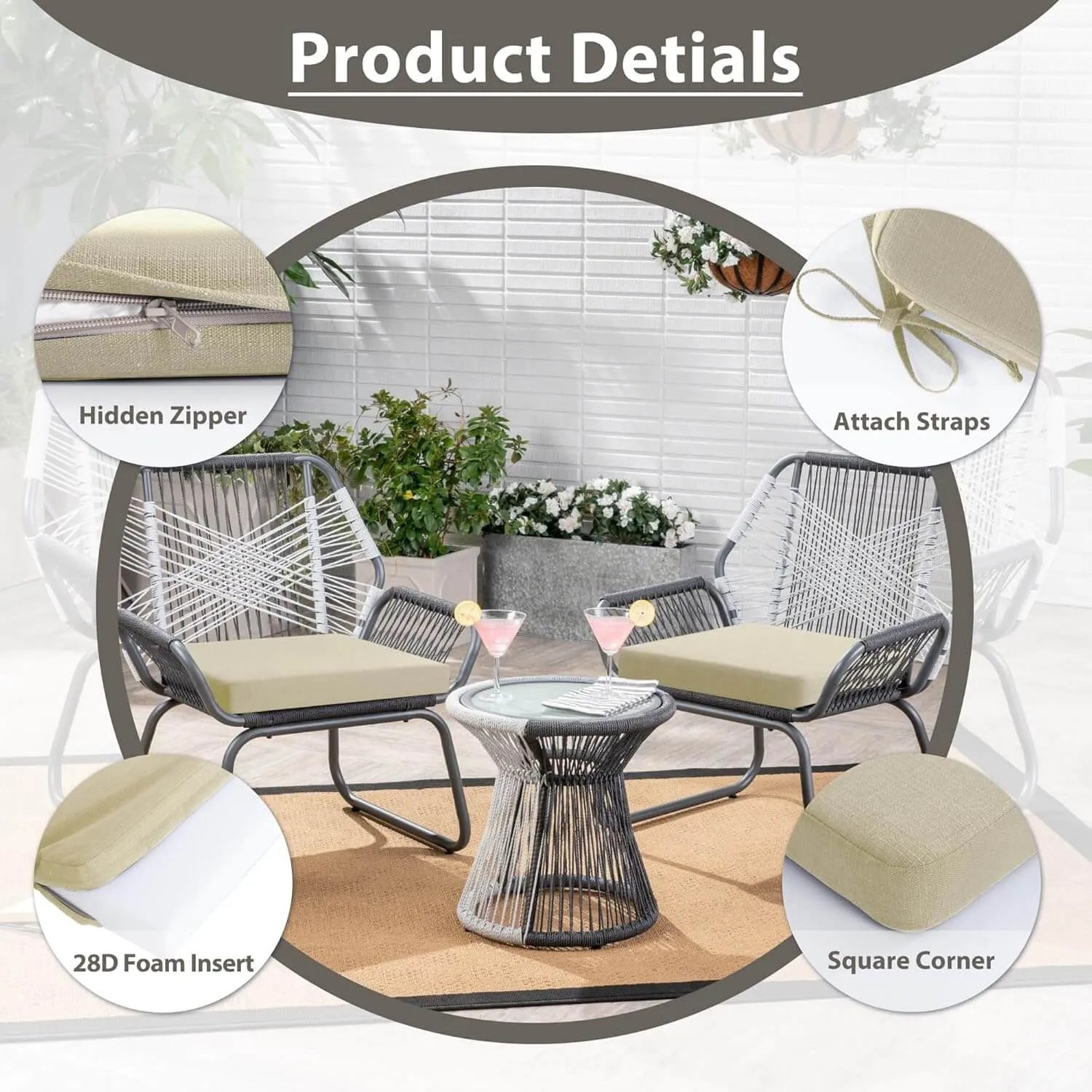 Favoyard chair patio furniture cushions with product details