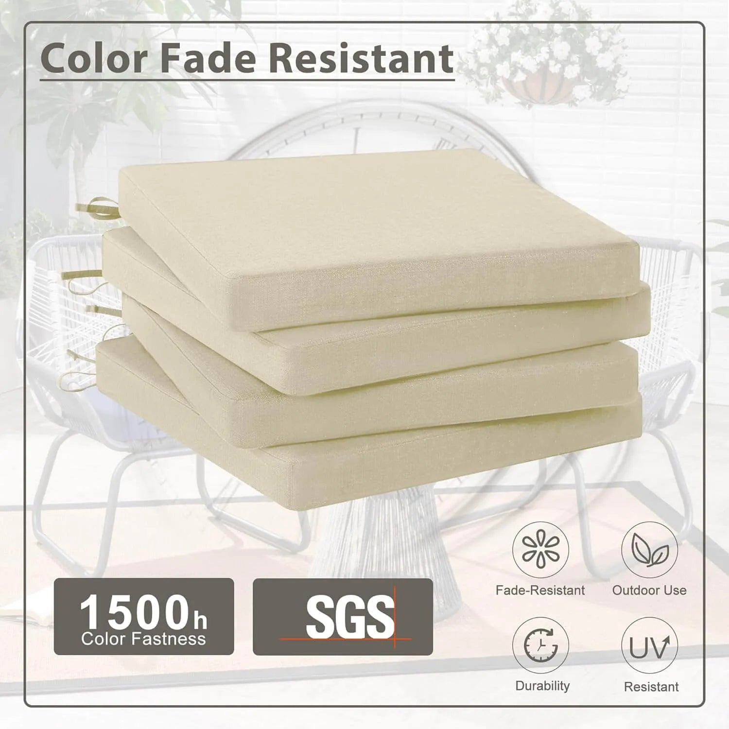 Favoyard chair cushions for outdoor furniture with the color fade resistant