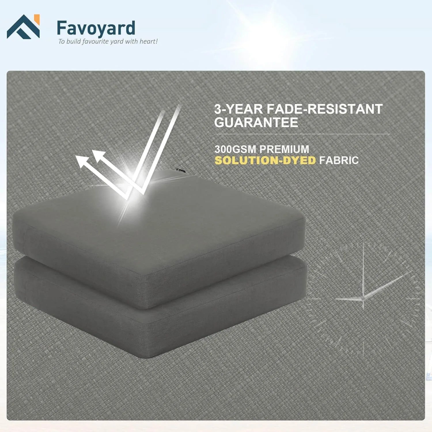 Favoyard deep seat outdoor chair cushions with 3-year fade-resistant guarantee