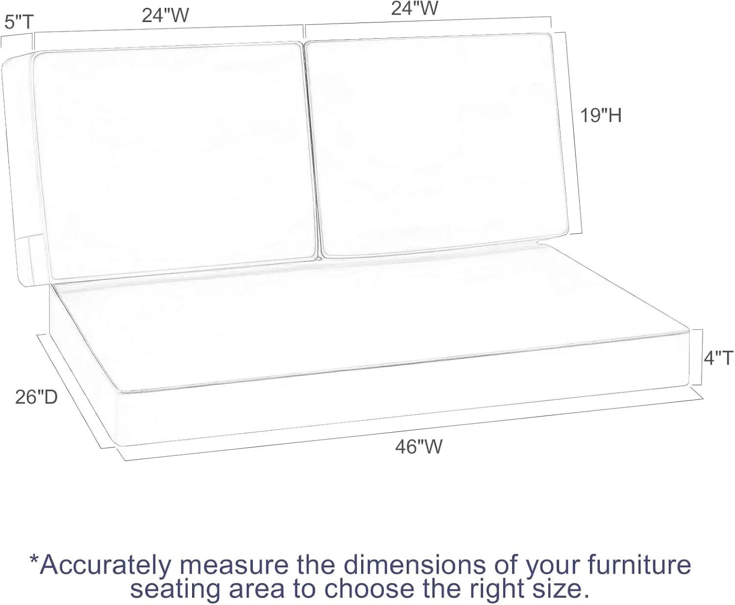 Favoyard bench pads outdoor's dimensions