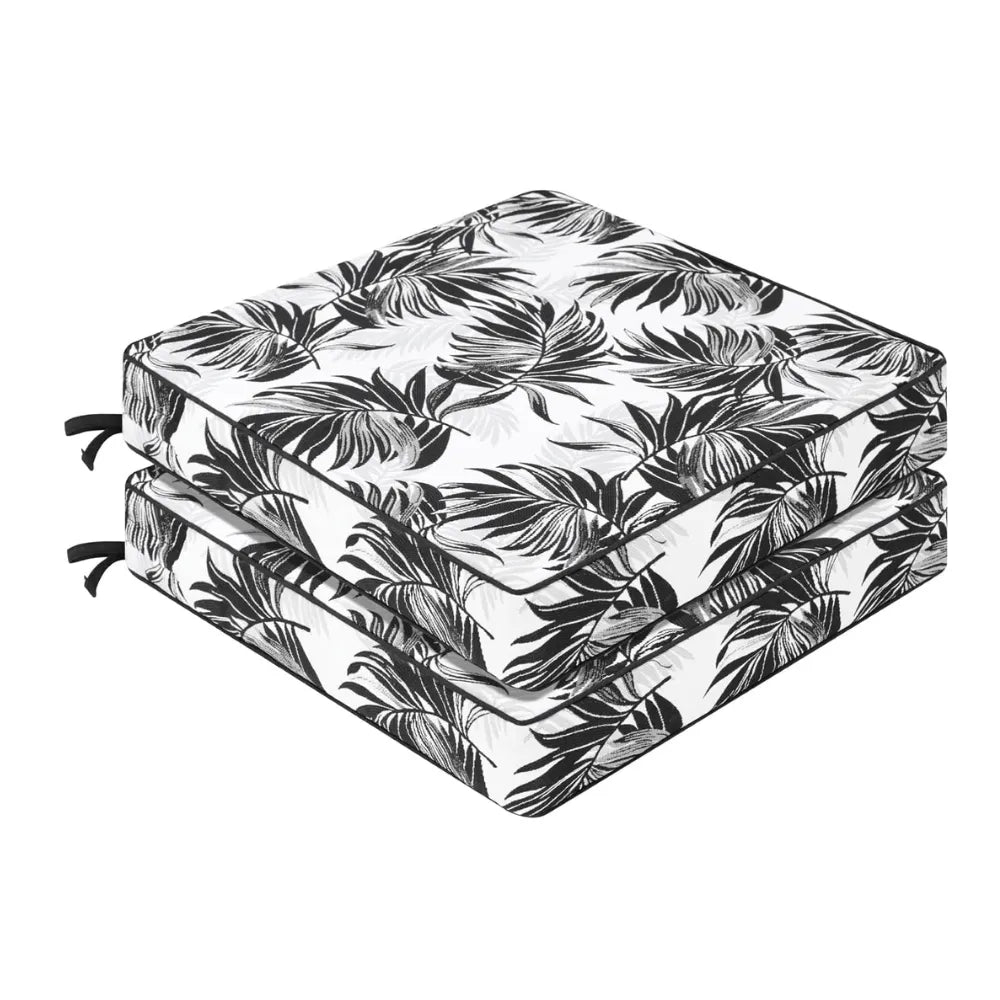 Favoyard seat cushions with black leaf pattern