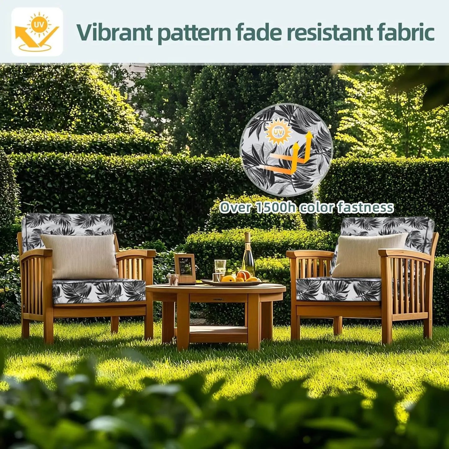 Outdoor furniture set with patterned cushions Favoyard
