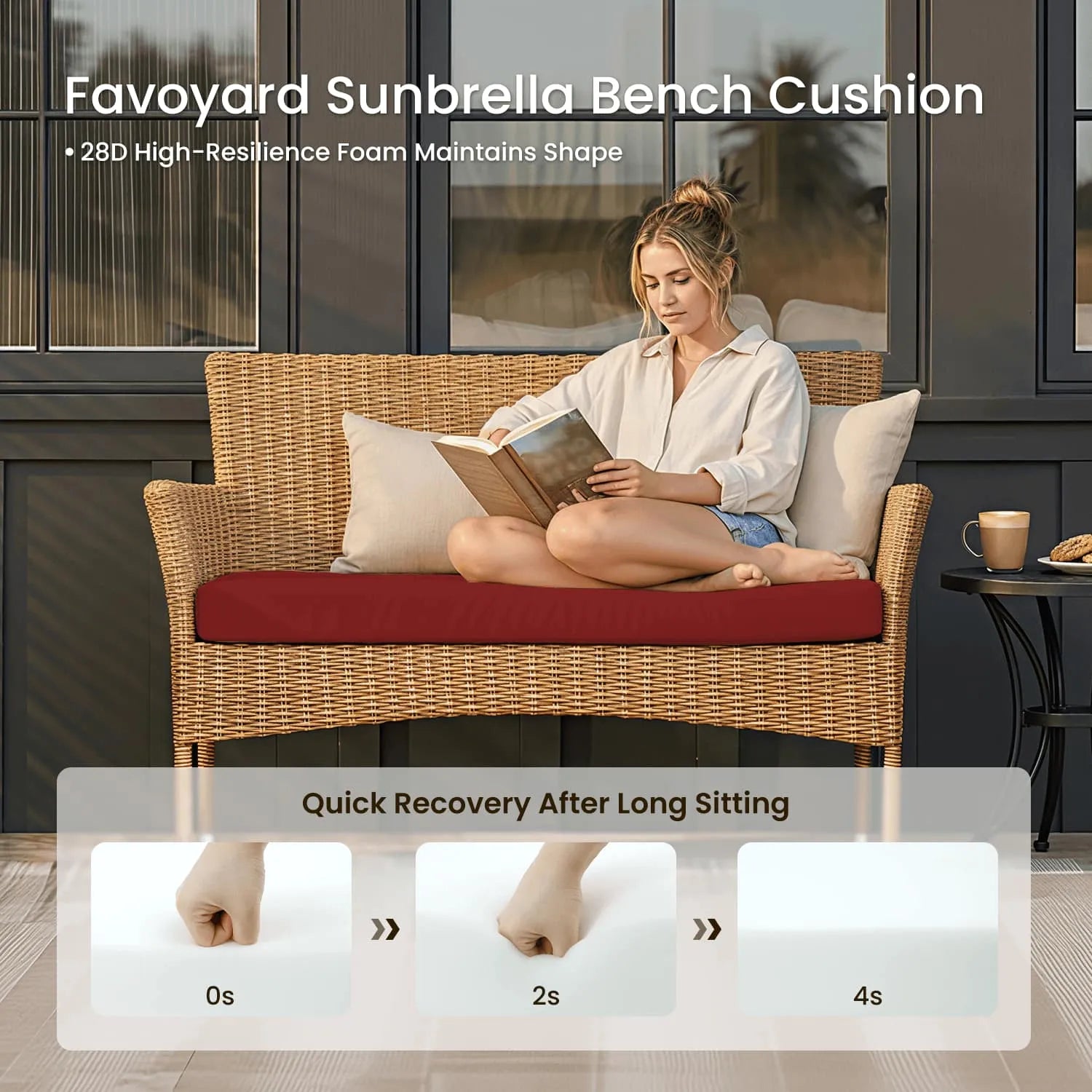 Favoyard® Luxury Outdoor Cushion - Featuring Sunbrella® Fabric & Signature High-Comfort Core