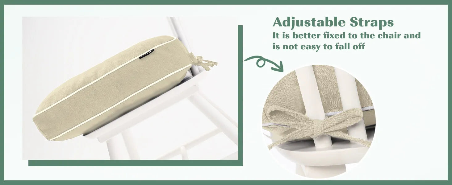 Beige chair cushion and adjustable straps