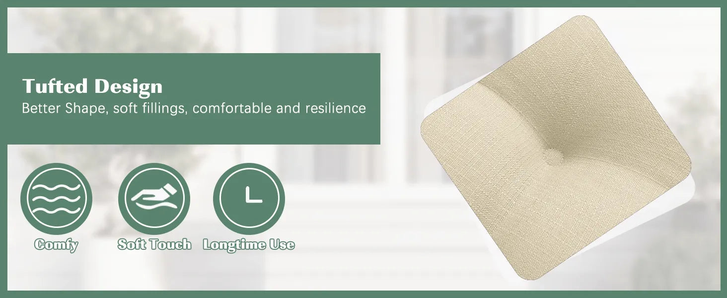 Beige replacement outdoor cushions with tufted mattress topper