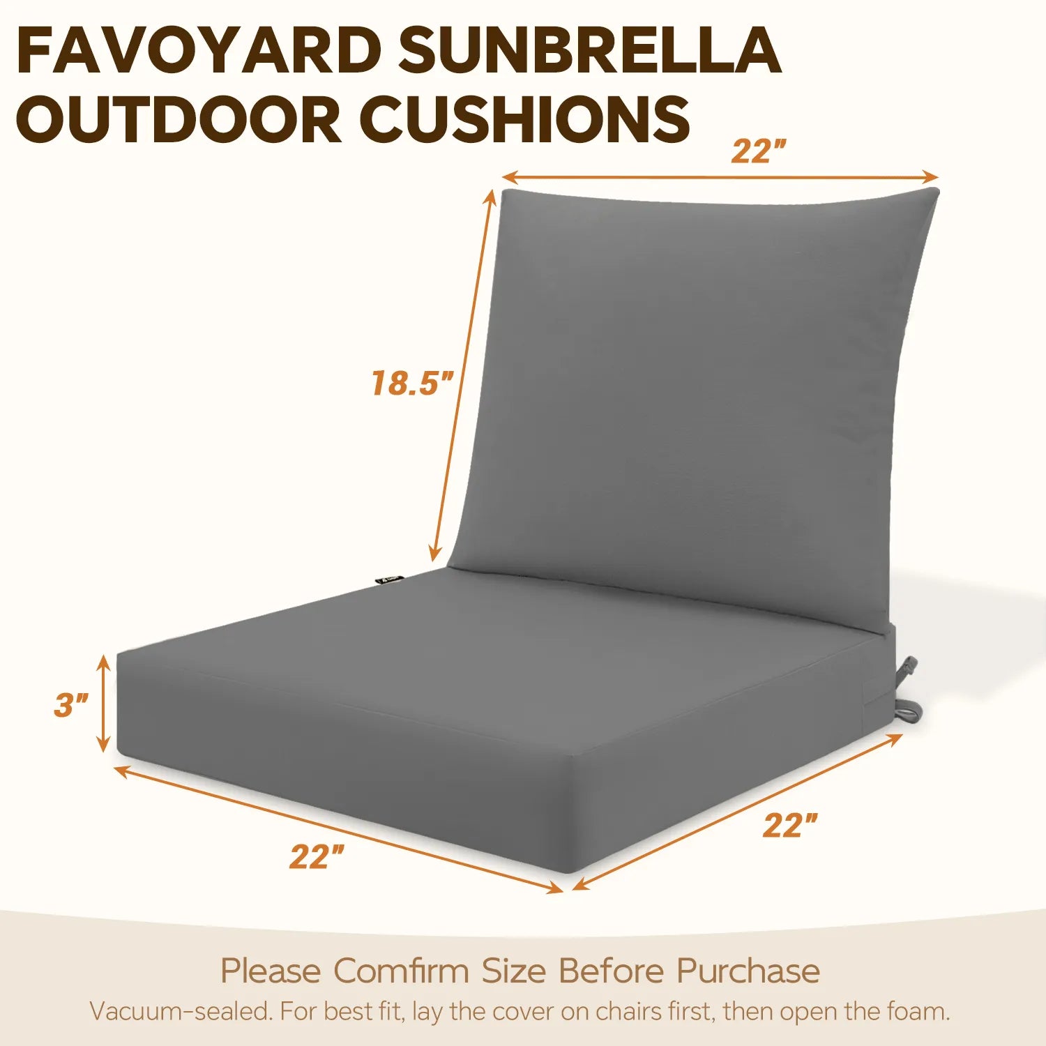 Favoyard Premium Sunbrella® Outdoor Patio Cushions one set