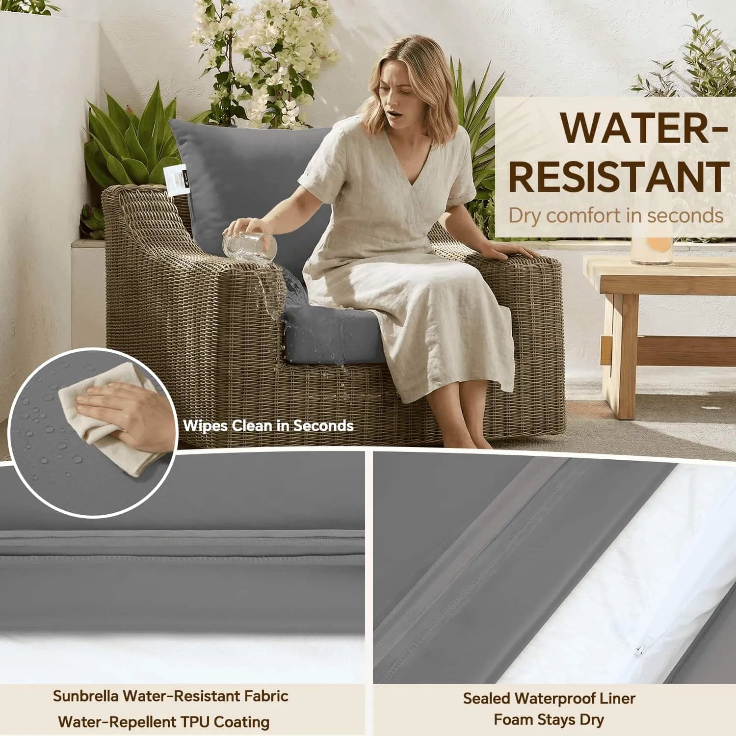 Favoyard Premium Sunbrella® Outdoor Patio Cushions one set