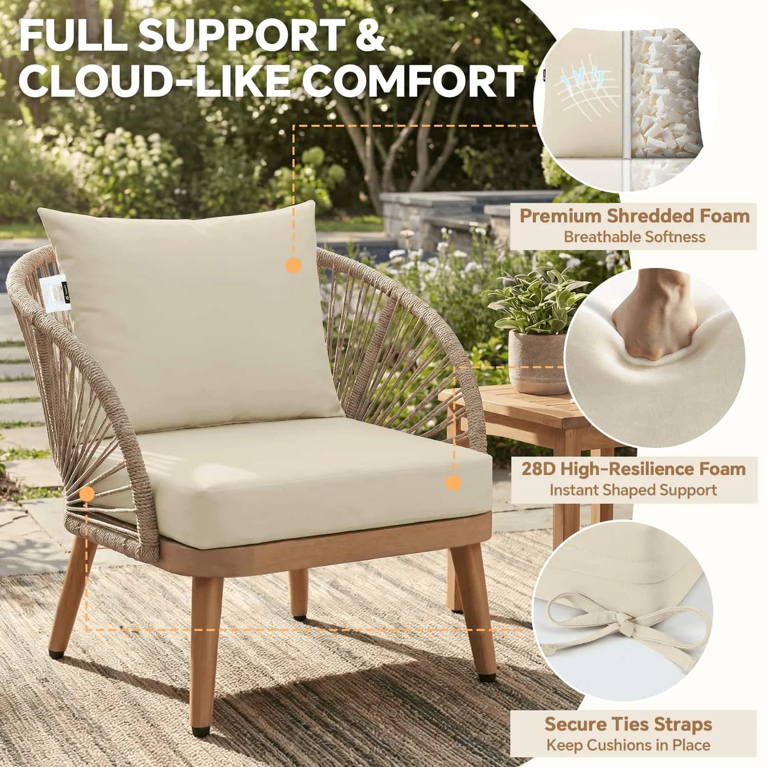 Favoyard Premium Sunbrella® Outdoor Patio Cushions one set