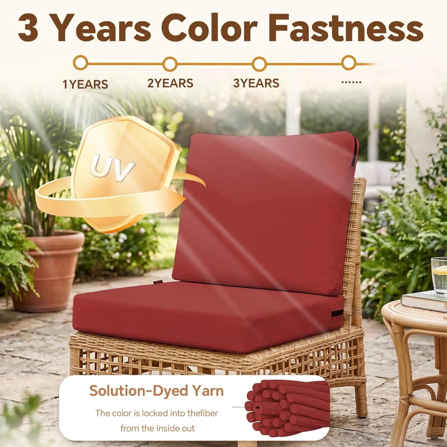 Favoyard Waterproof Outdoor High Back Patio Furniture Cushions