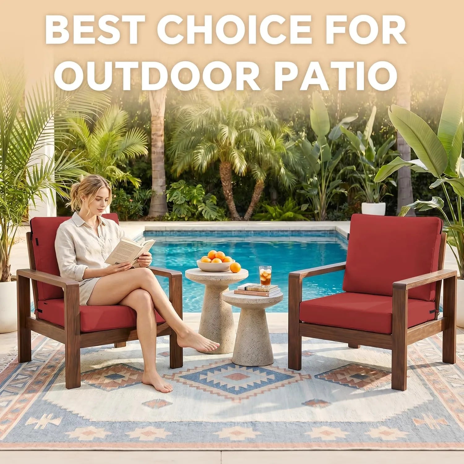 Favoyard Waterproof Outdoor High Back Patio Furniture Cushions