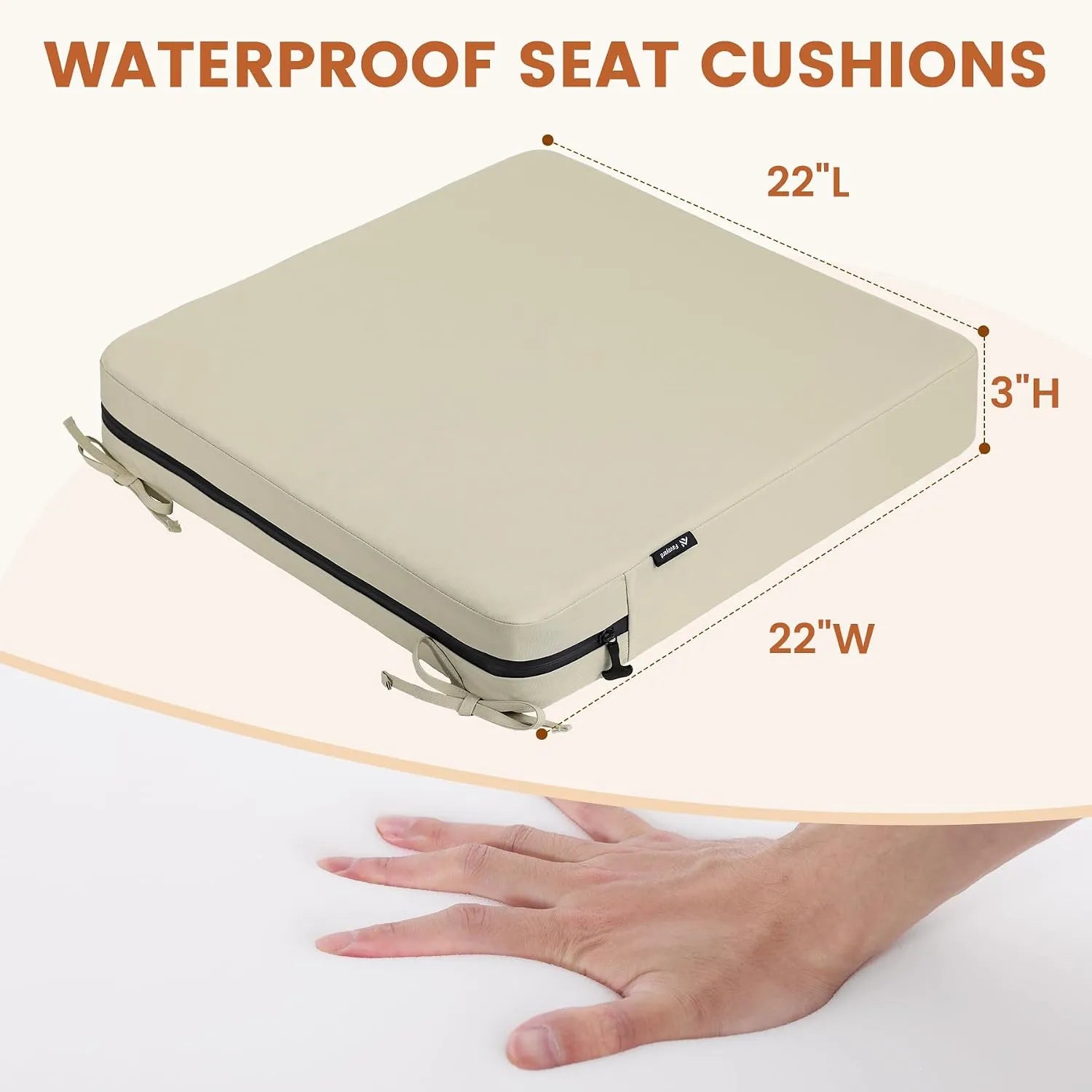 Favoyard Waterproof Outdoor Seat Cushions Set of 2