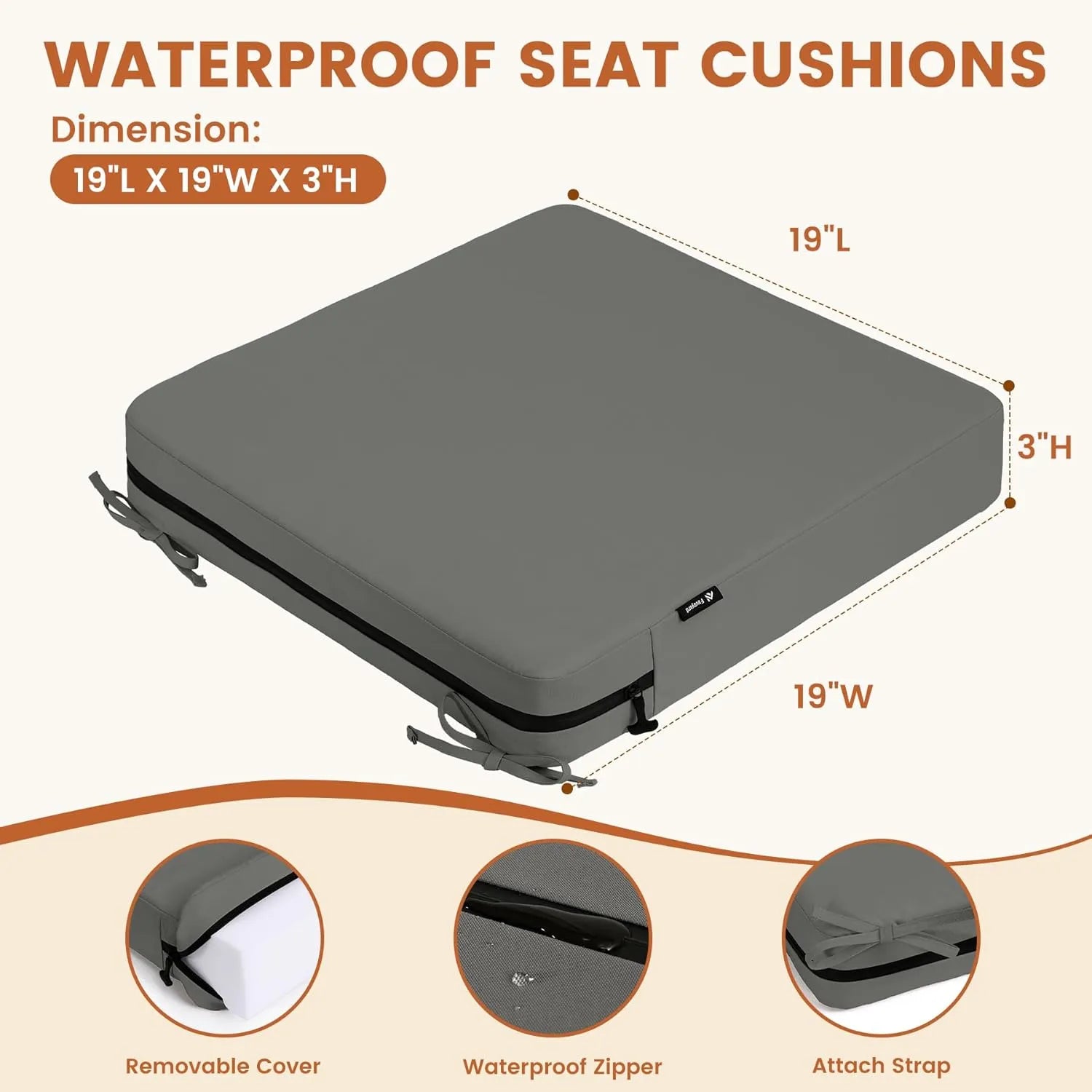 Favoyard Waterproof Outdoor Seat Cushions Set of 2