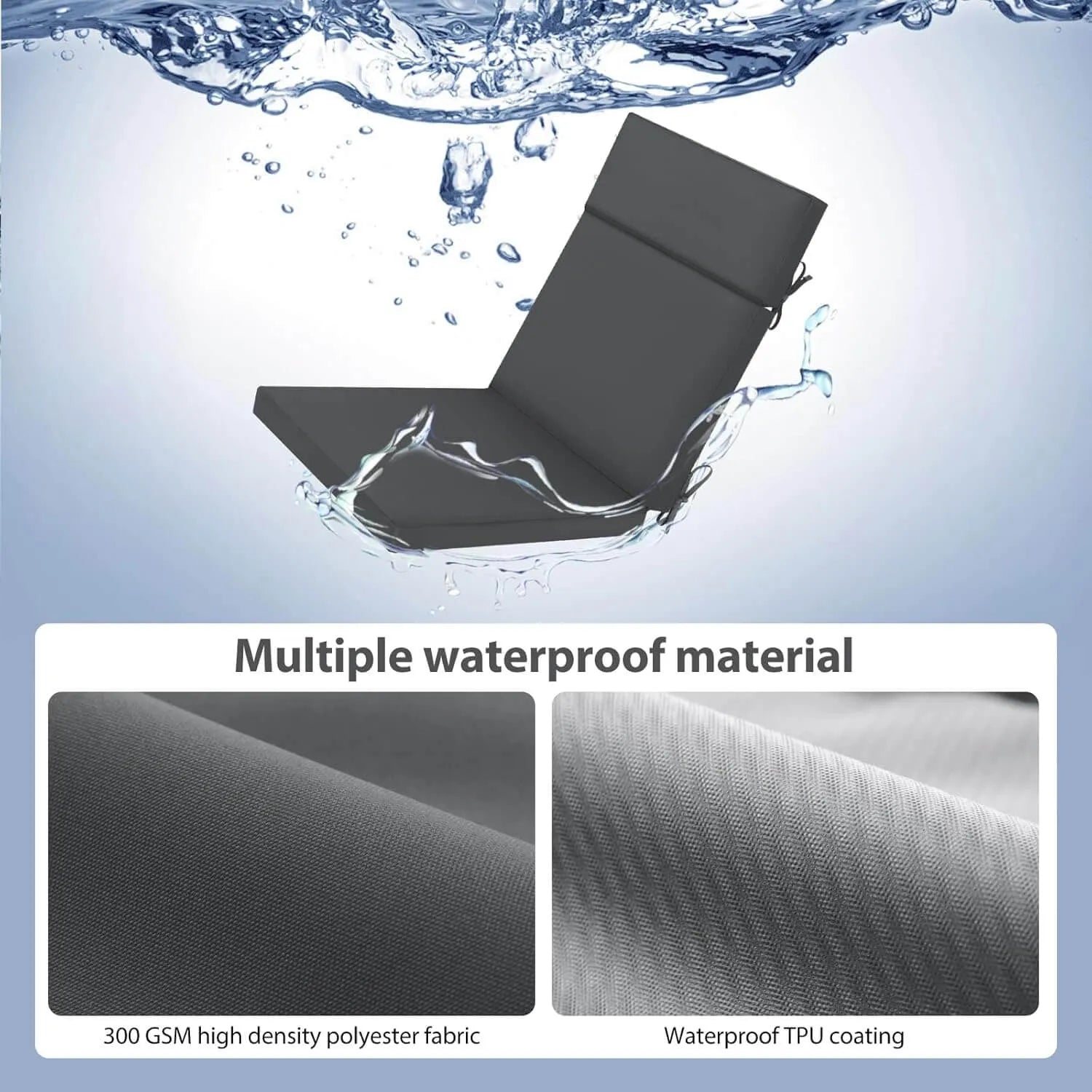 Favoyard chaise pad with multiple waterproof material
