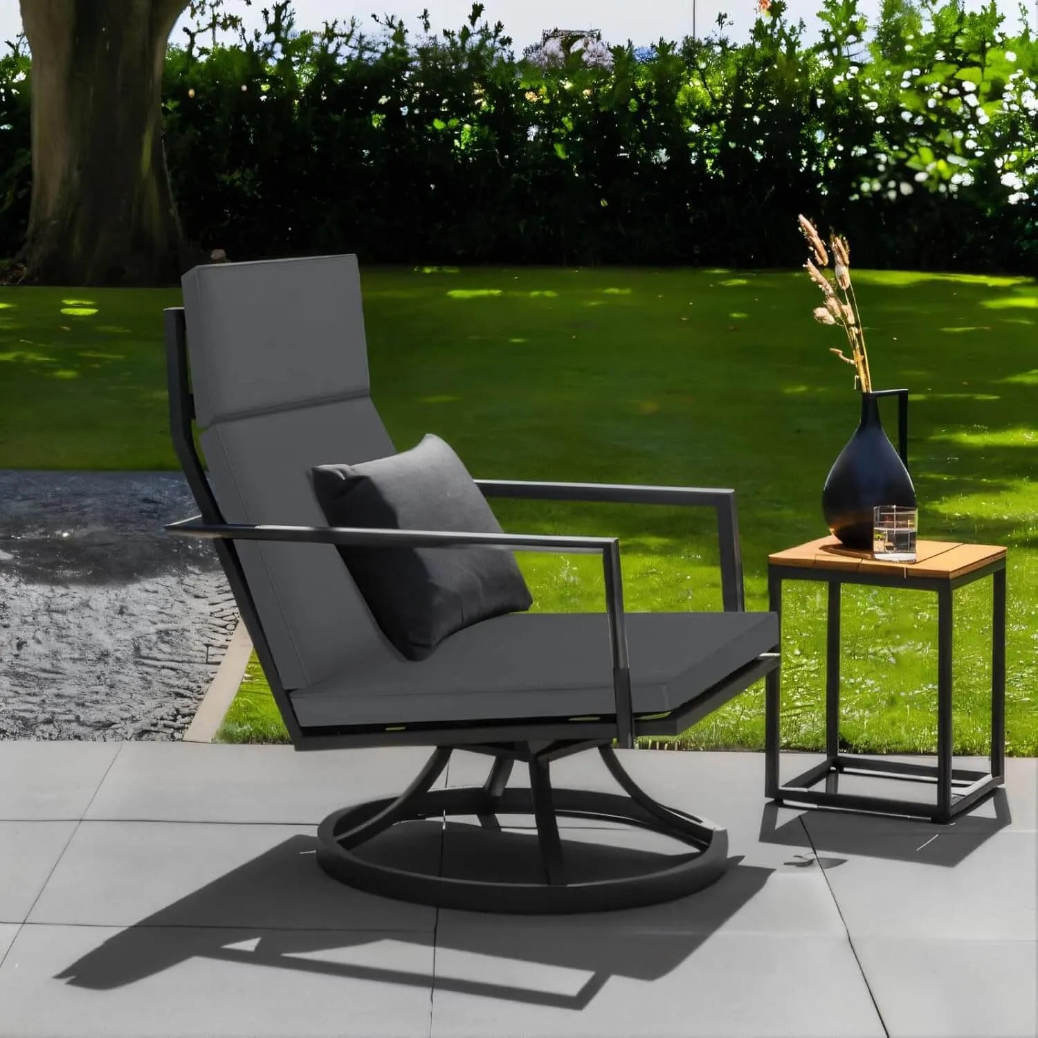 high back patio furniture cushion in gray color of Favoyard