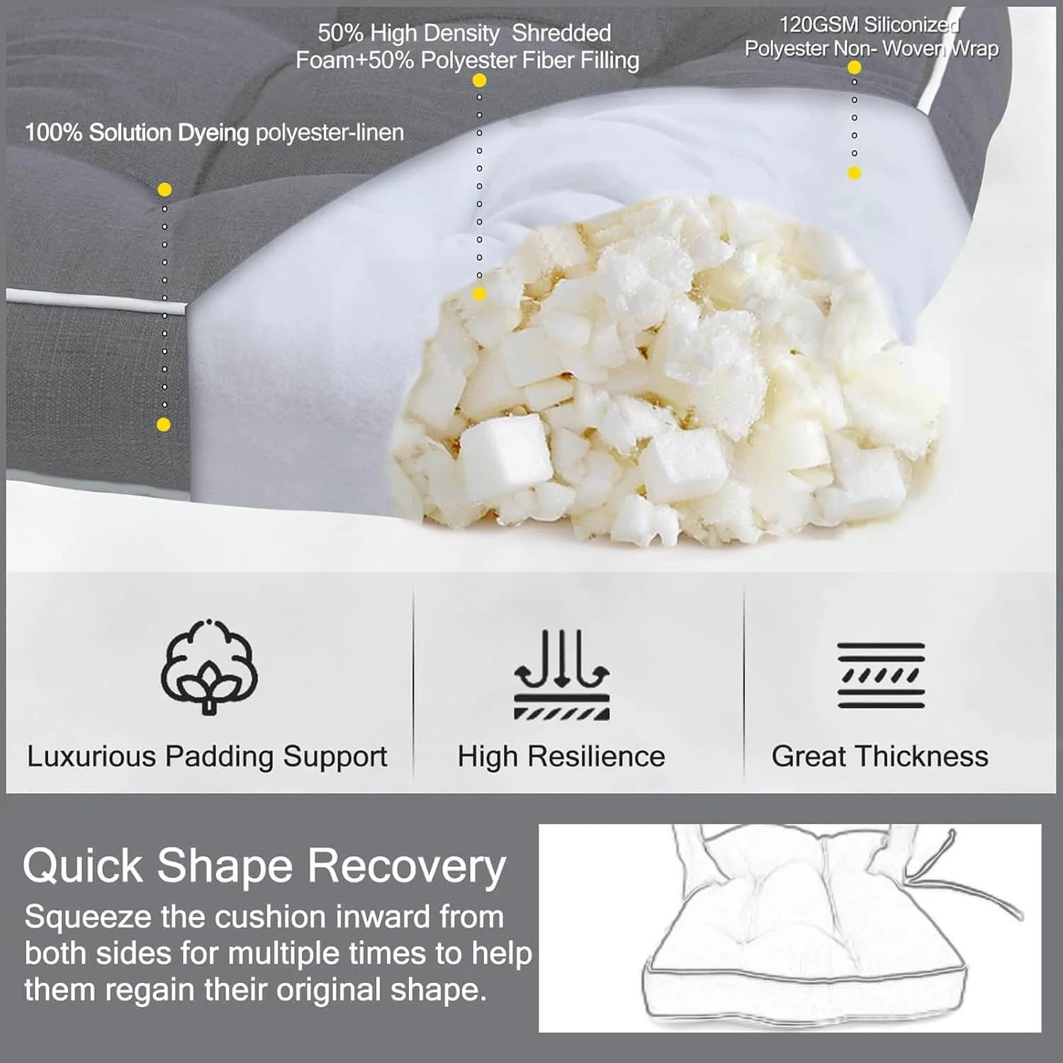 Favoyard outdoor seat cushions with quick shape recovery