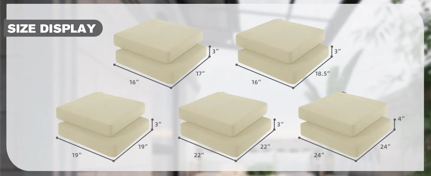 Different Favoyard lounge chair replacement cushions size