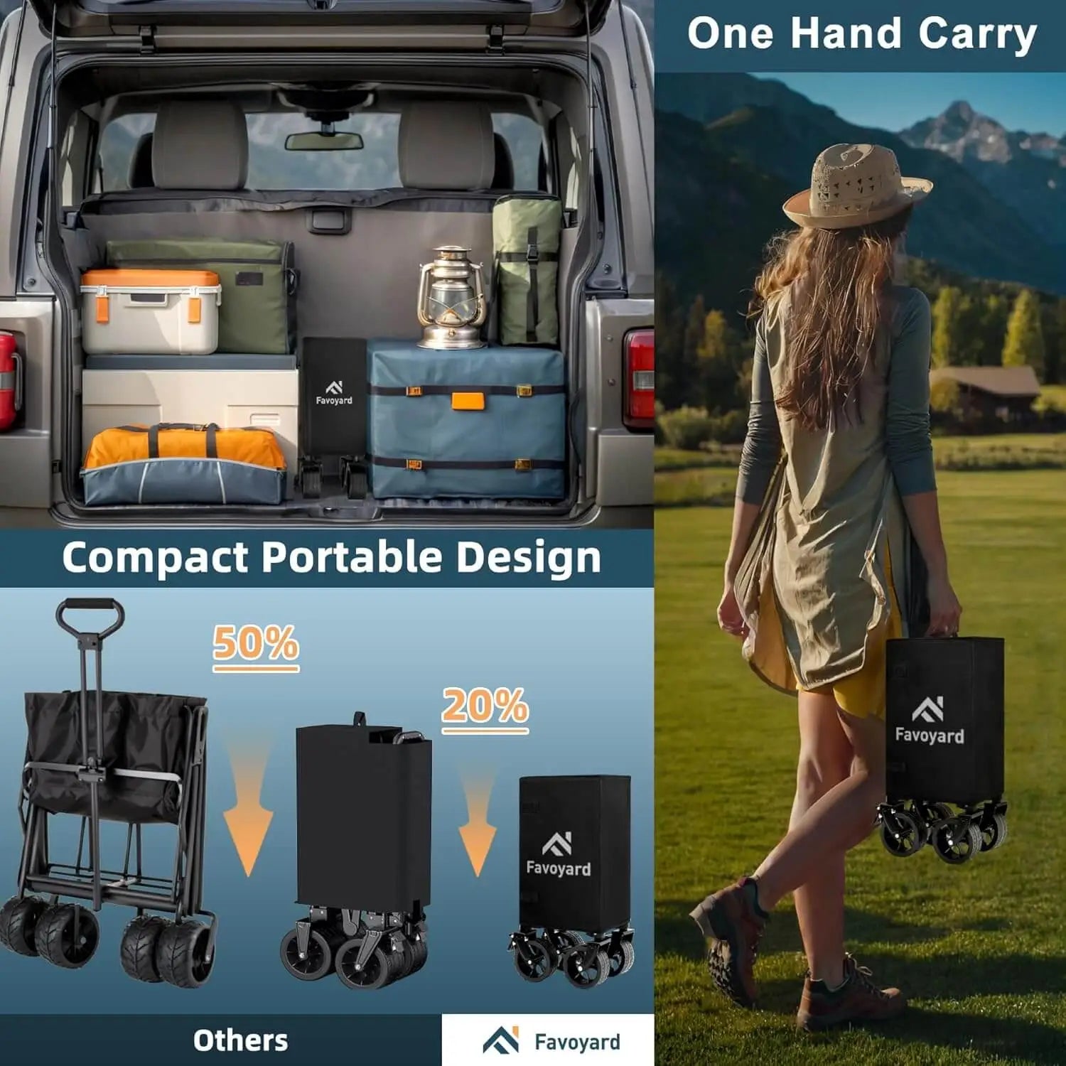 Favoyard collapsible folding wagon cart