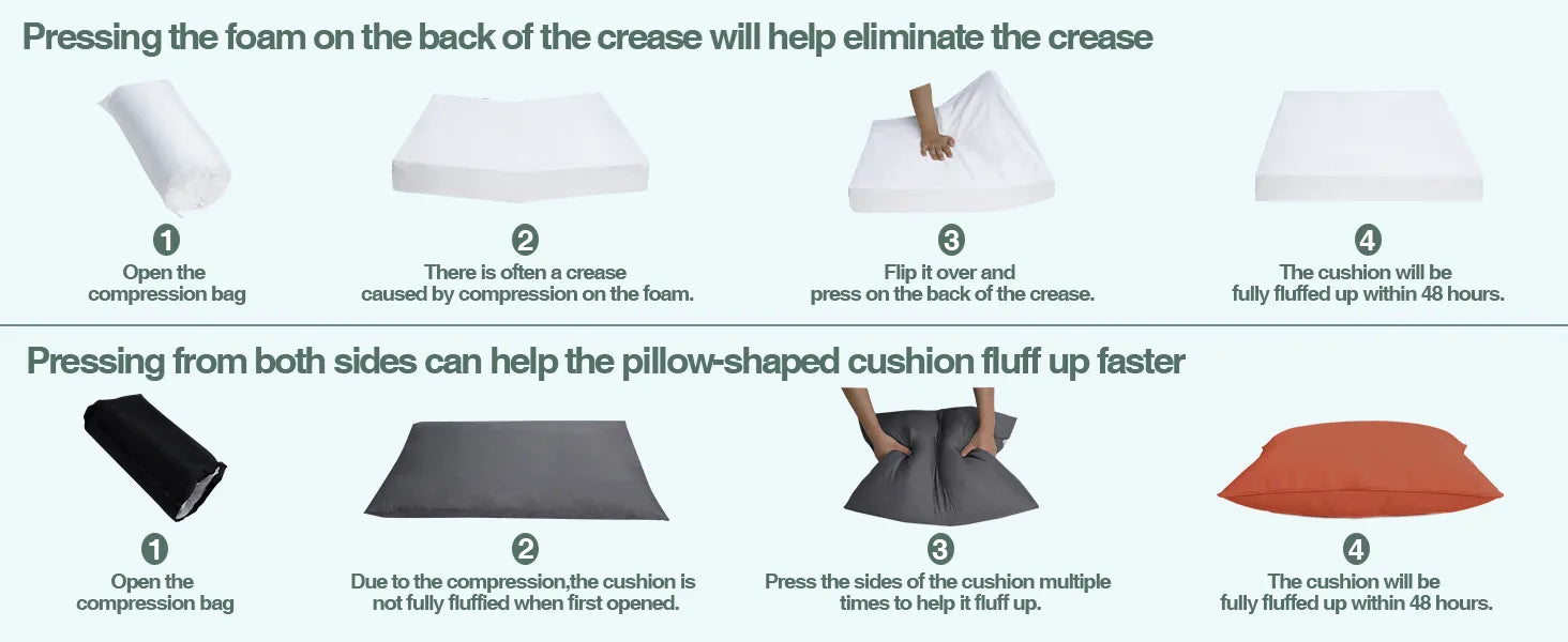 Step-by-step guide on how to eliminate a crease in a cushion