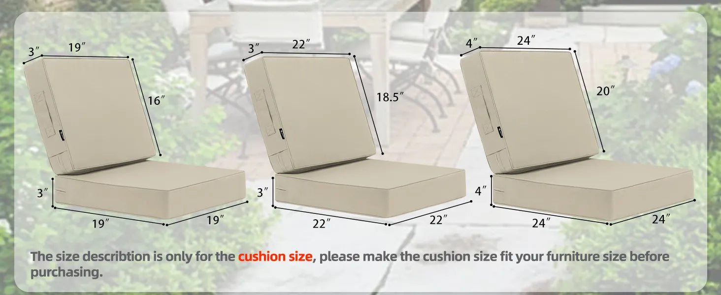 Measurement for Favoyard outdoor furniture cushions