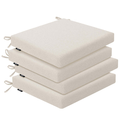 Stack of beige seat cushions with Favoyard