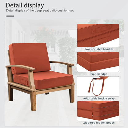 Favoyard exterior chair cushions with portable handles, pipped edge, adjustable buckle strap and zippered hidden pouch