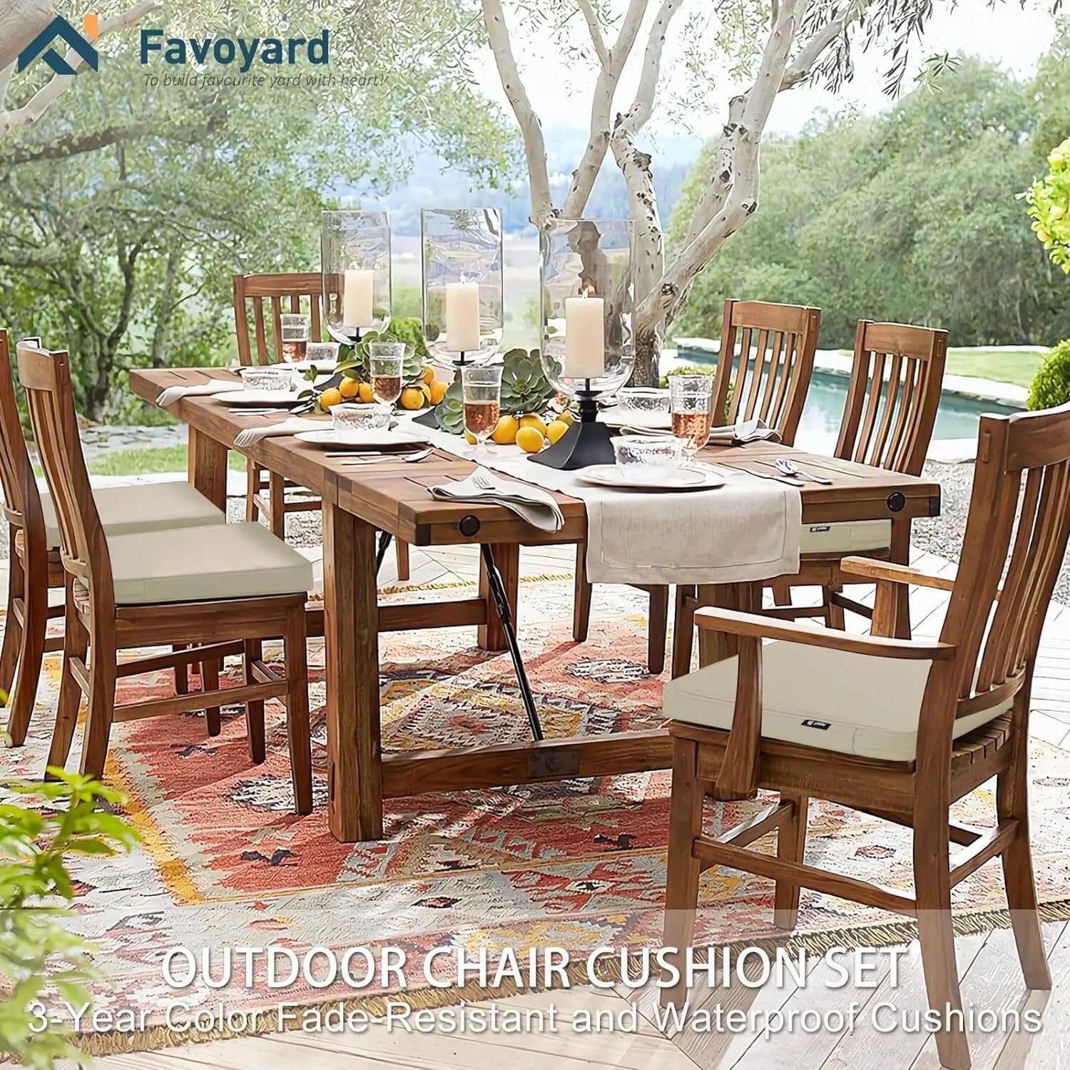 Favoyard outdoor chair cushions in beige 