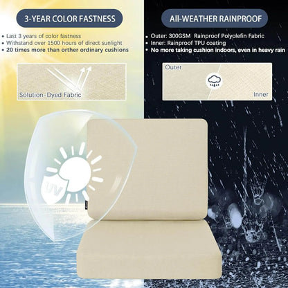 Favoyard garden furniture seat cushions with 3-year color fastness and all-weather rainproof