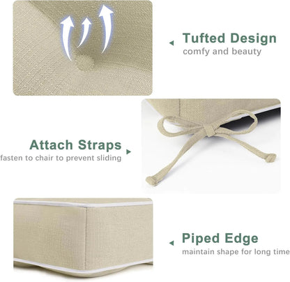 Favoyard replacement patio cushions with tufted design, attach straps and piped edge