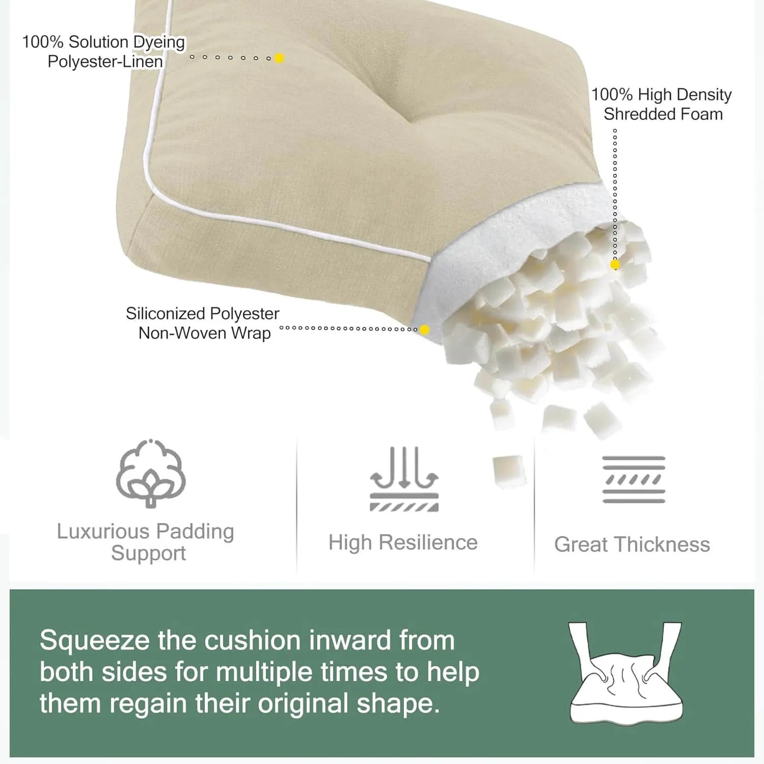 Favoyard replacement patio cushions with luxurious padding support, high resilience and great thickness