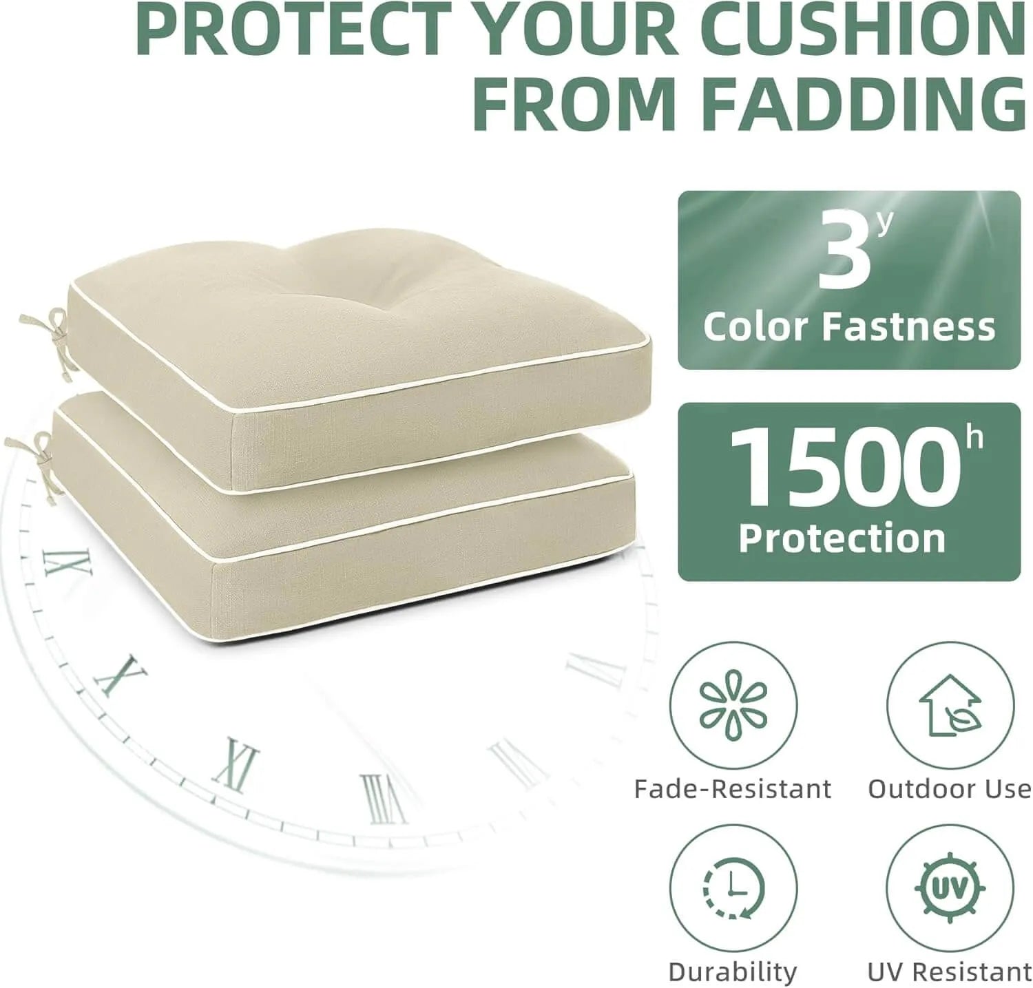 Favoyard outdoor patio chair cushions' fabric with 3 year color fastness