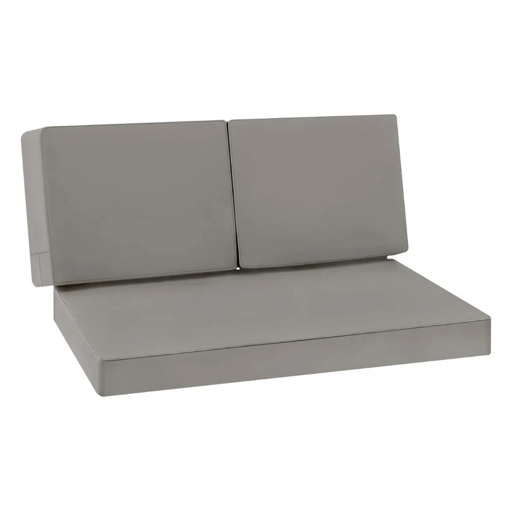 Gray cushioned bench with Favoyard