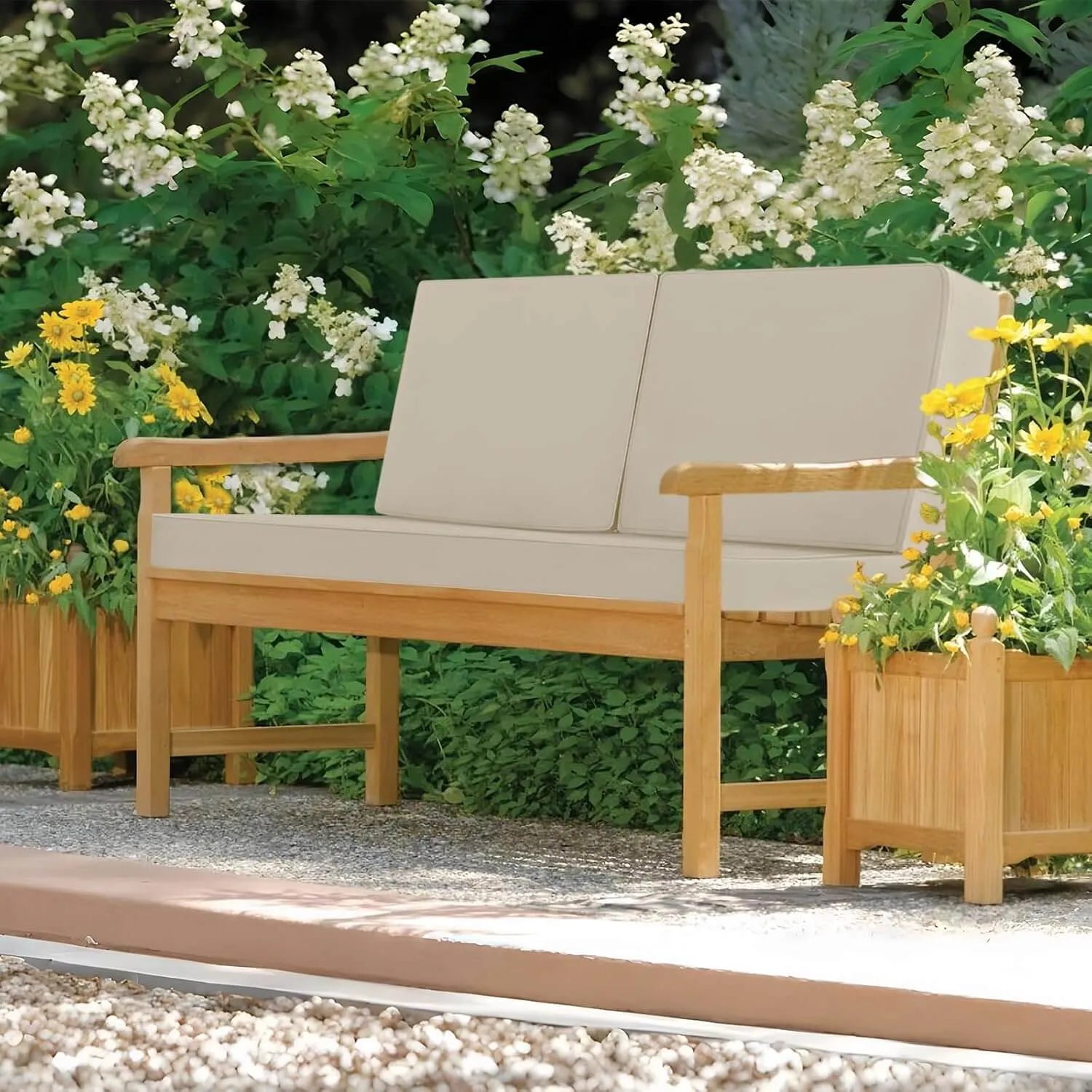 Favoyard beige bench outdoor furniture cushions