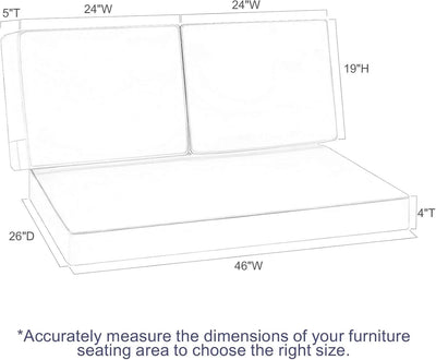 Favoyard bench pads outdoor's dimensions