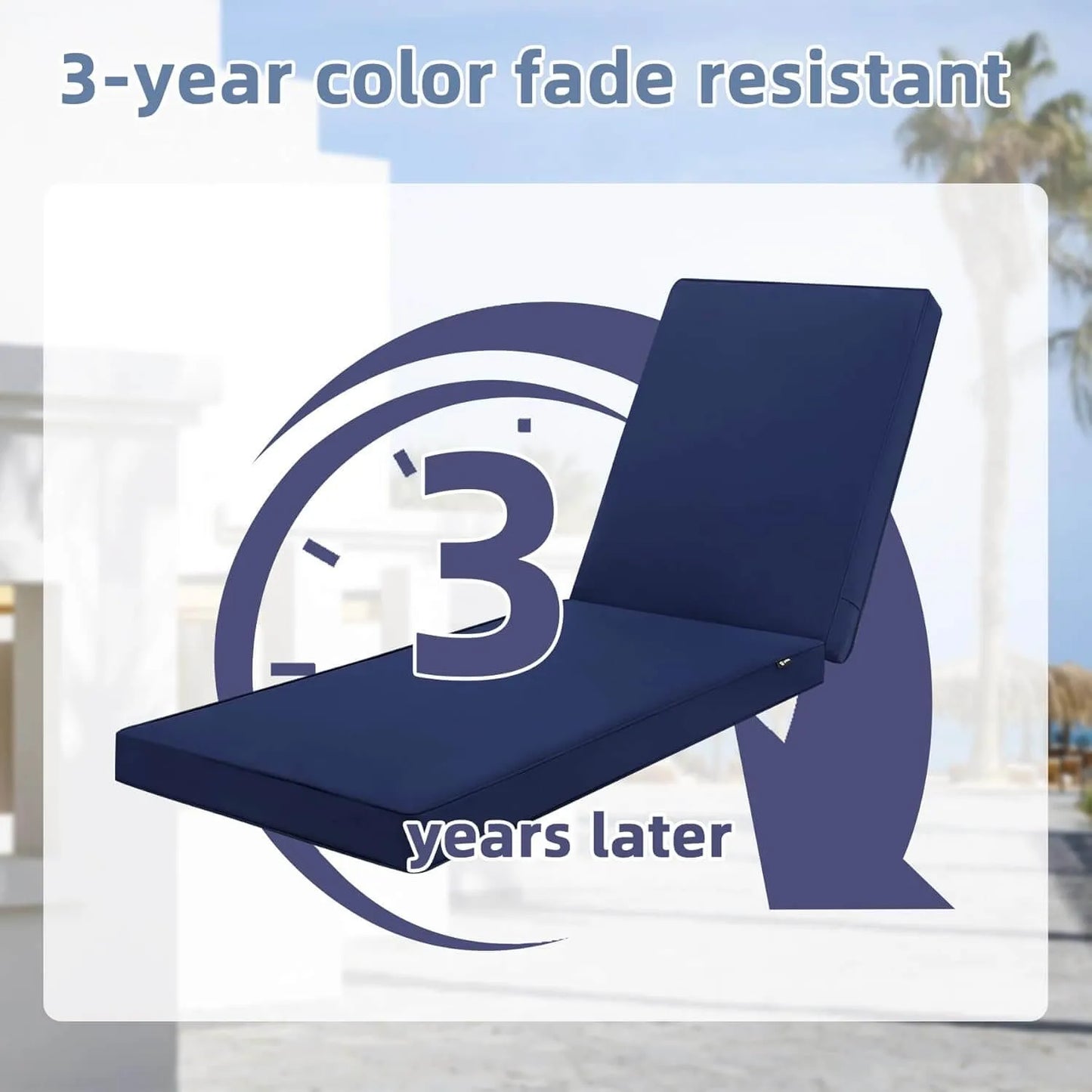 Favoyard chaise lounge pads with 3-year color fade resistant
