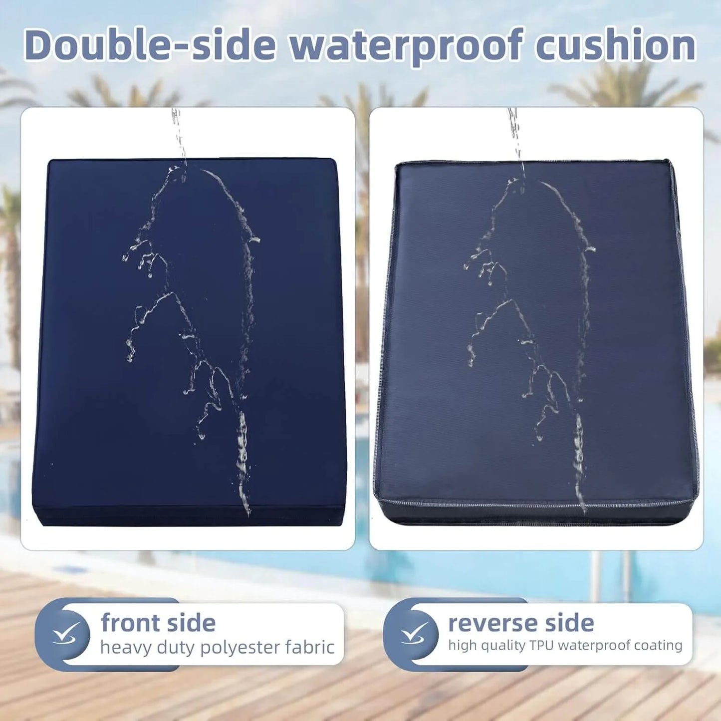 Favoyard outdoor bench pad cushion with double-side waterproof cushion