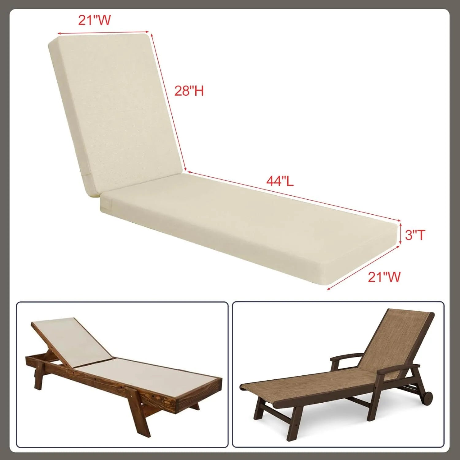 Favoyard outdoor lounge pads measurement