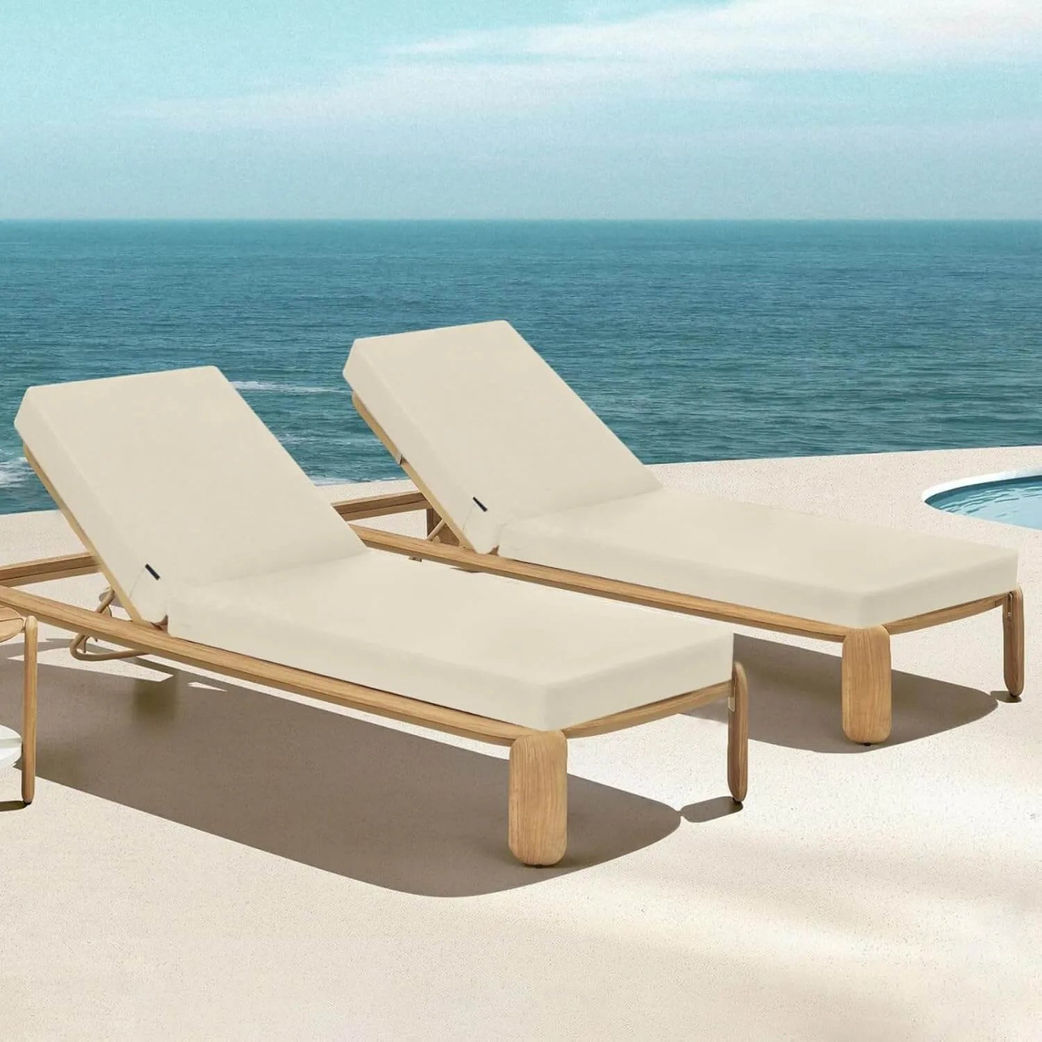 Favoyard beige lounge chair cushions