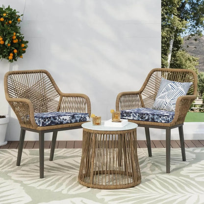 Favoyard Two wicker chairs with cushions outdoor lounge pads