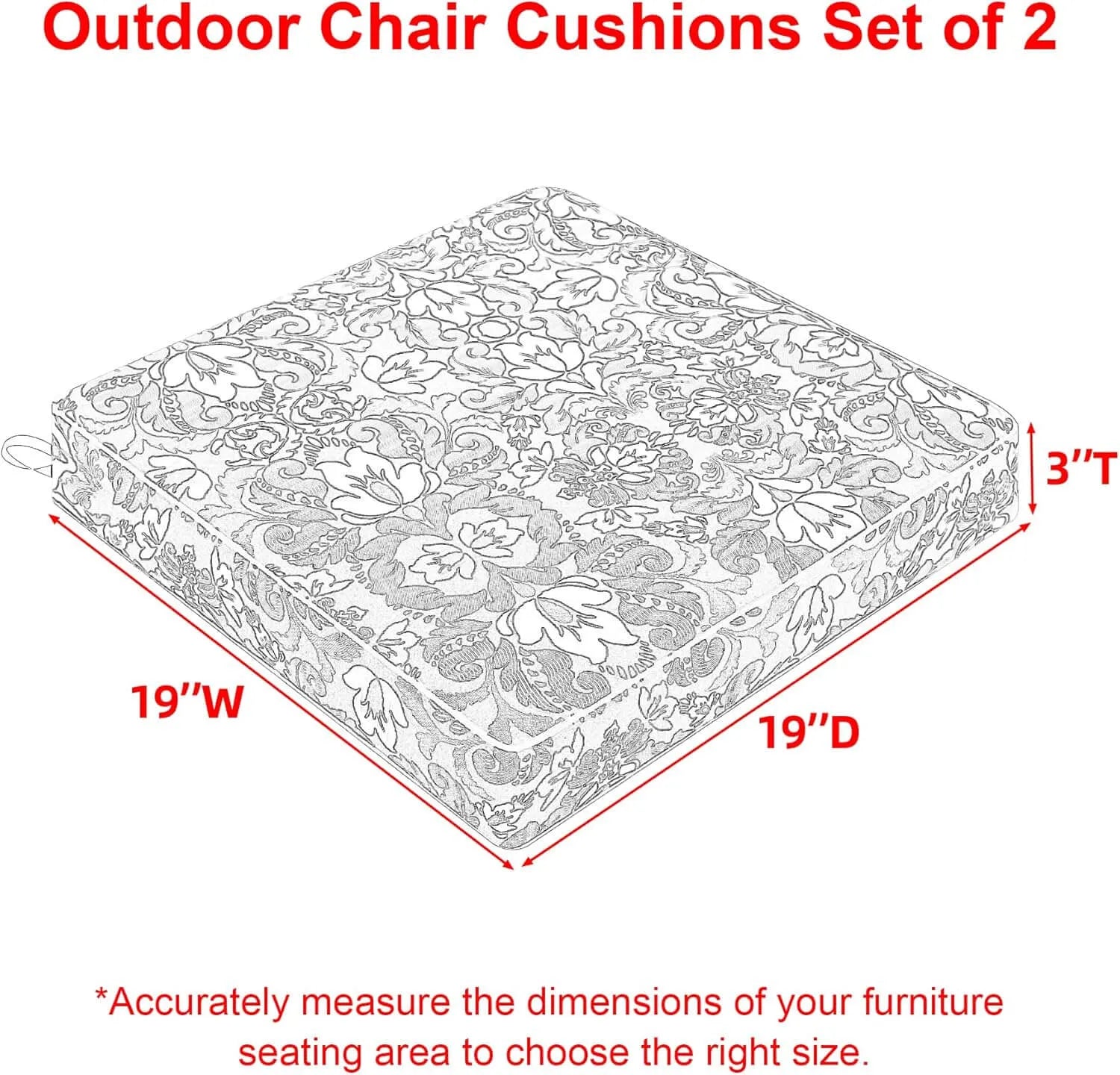 Favoyard Outdoor chair cushion set of 2 with dimensions 