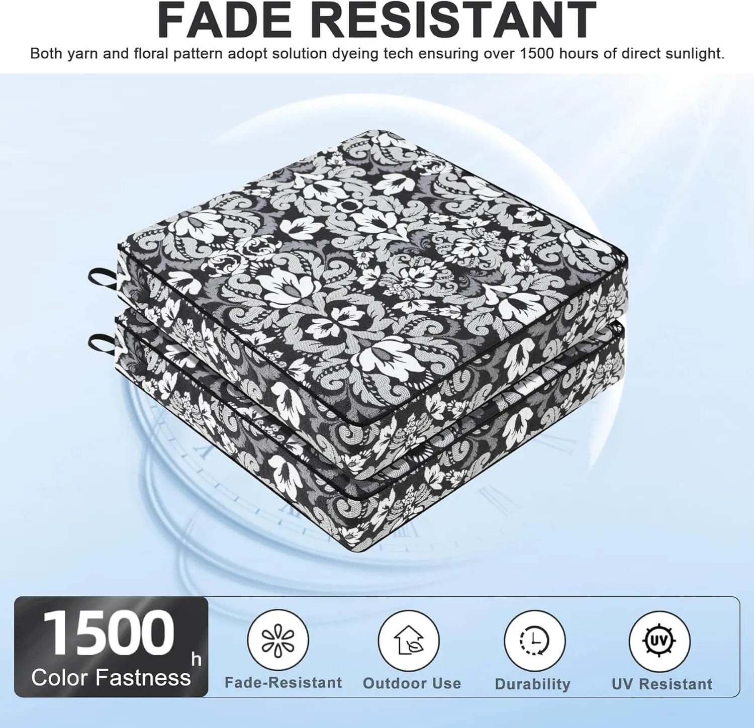 Favoyard black and white floral patterned cushions with fade resistance 