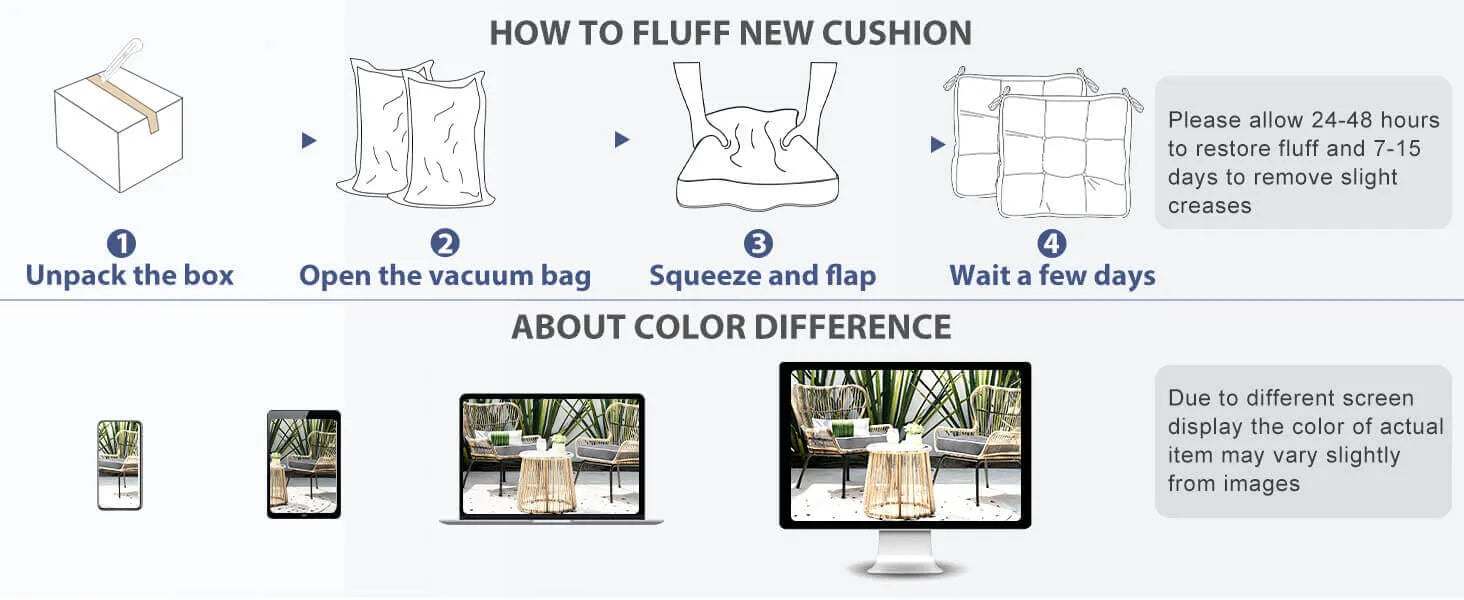 Instructions on how to fluff a new cushion