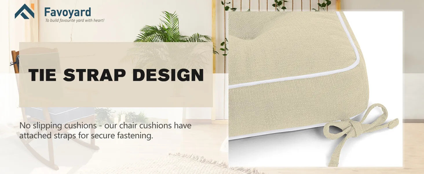 Chair cushions with tie strap design