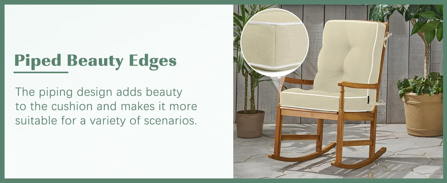 Wooden rocking chair with cream cushion 
