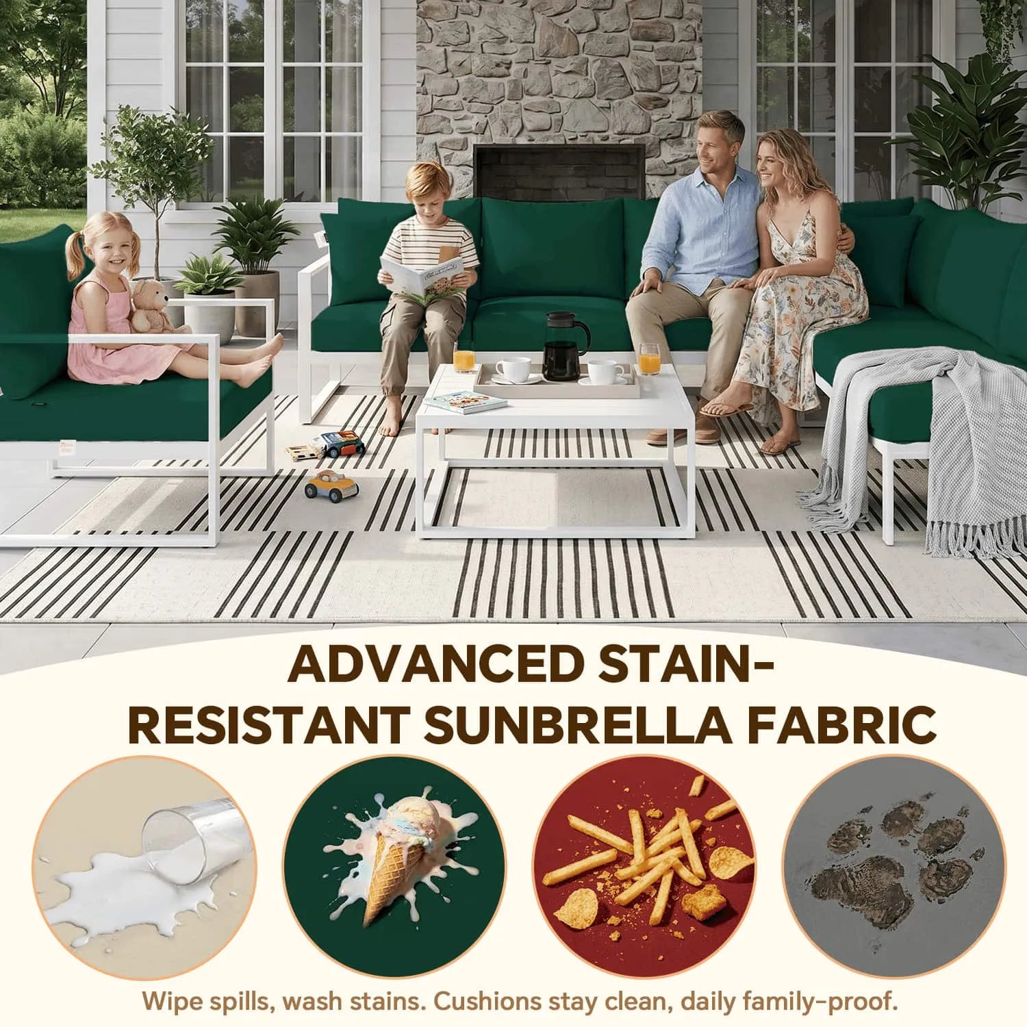 Favoyard Premium Sunbrella® Outdoor Patio Cushions one set