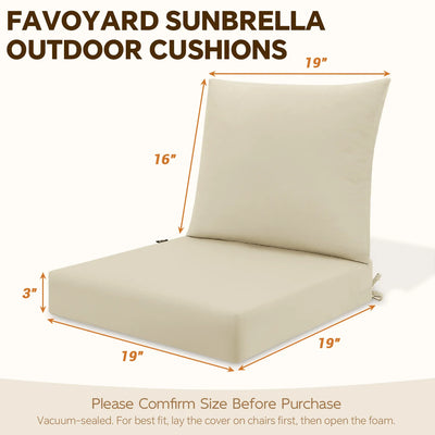 Favoyard Premium Sunbrella® Outdoor Patio Cushions one set