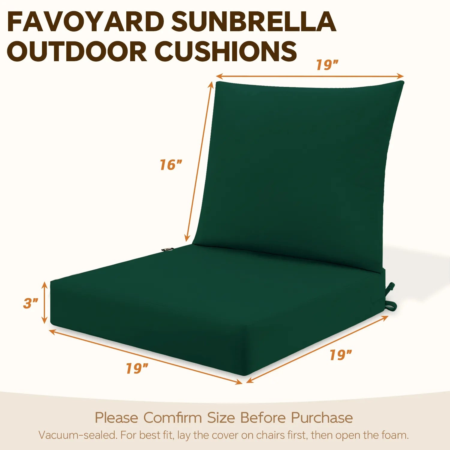 Favoyard Premium Sunbrella® Outdoor Patio Cushions one set