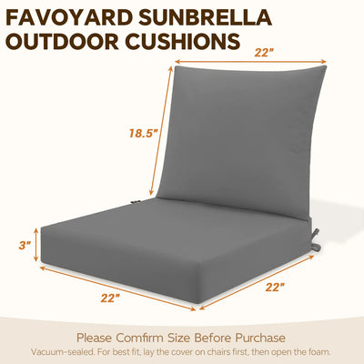 Favoyard Premium Sunbrella® Outdoor Patio Cushions one set
