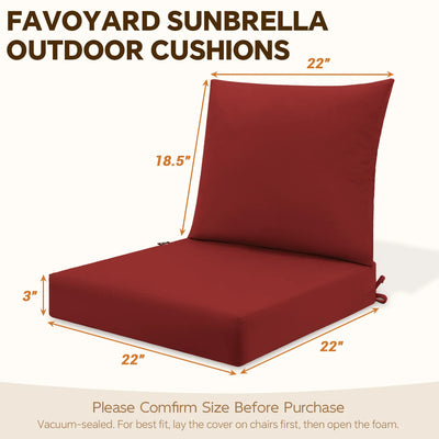 Favoyard Premium Sunbrella® Outdoor Patio Cushions one set